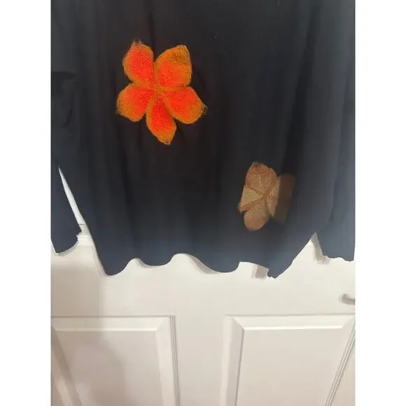 Aaeda Felted Floral Dolman Sleeve Sweater Embroidered Size Large Whimsical - Picture 3 of 12